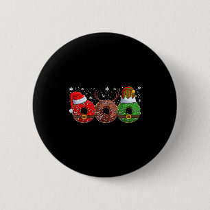 Santa Reindeer Elf Donut Doughnut Christmas Womens Button