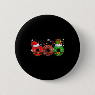 Santa Reindeer Elf Donut Doughnut Christmas Womens Button