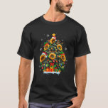 Santa Reindeer Elf Sunflowers As Xmas Tree Flowers T-Shirt