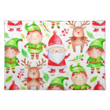 Santa reindeer elves pattern