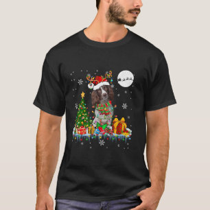 Santa Reindeer English Springer Spaniel Xmas Tree T-Shirt