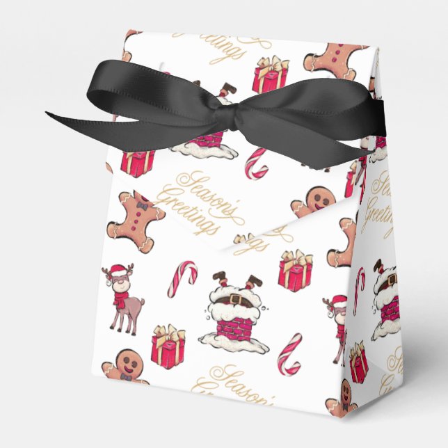 Santa Reindeer Gifts Gingerbread Men Candy Cane Favor Boxes (Front Side)