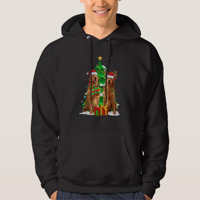 Santa Reindeer Golden Retriever Dog Xmas Lights Ch Hoodie (Front)