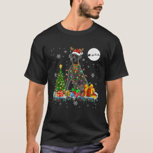 Santa Reindeer Great Dane Christmas Tree Lights Do T-Shirt