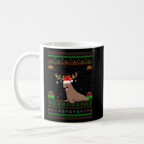 Santa Reindeer Hat Matching Ugly Elephant Seal Chr Coffee Mug