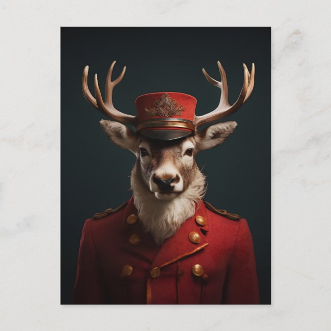 Santa Reindeer Holiday Postcard (Front)