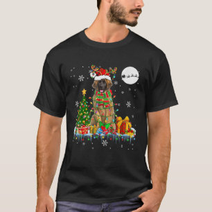 Santa Reindeer Leonberger Christmas Tree Lights Do T-Shirt