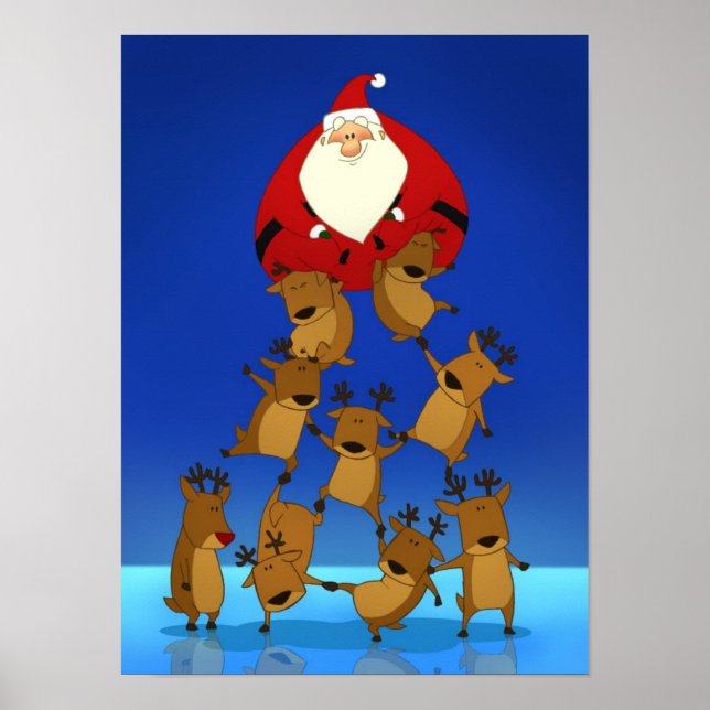 Santa & Reindeer Poster (Front)
