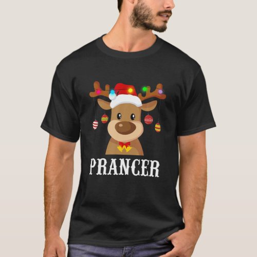 Santa Reindeer Prancer Xmas Group Costume T_Shirt