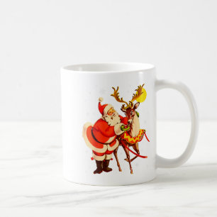 Santa Reindeer Retro 1950s Vintage Christmas Women Coffee Mug