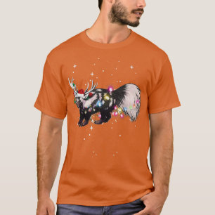 Santa Reindeer Skunk Xmas Light  T-Shirt