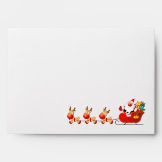 Santa, reindeer, sleigh, snowflakes A7 Envelope