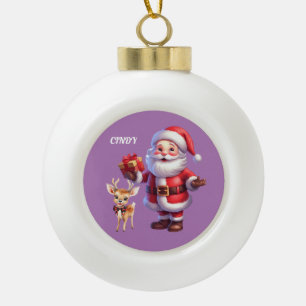SANTA & REINDEER SNOWFLAKE ORNAMENT