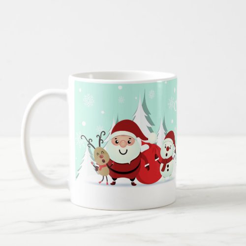 Santa Reindeer  Snowman custom name mugs