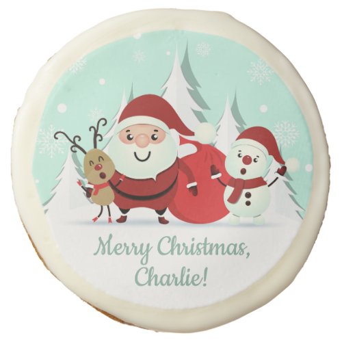 Santa Reindeer  Snowman custom text cookies