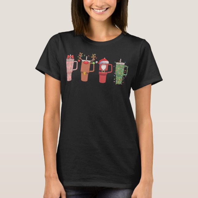 Santa Reindeer Stanley Tumbler Christmas Christmas T-Shirt (Front)