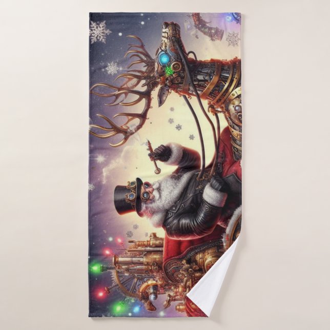 Santa/Reindeer steampunk Christmas/winter Bath Towel (Bath Towel)