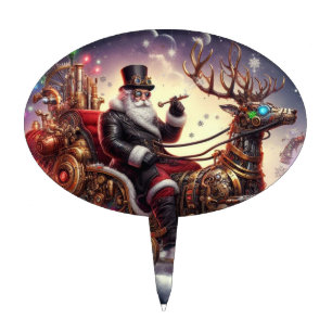 Santa/Reindeer steampunk Christmas/winter Cake Topper