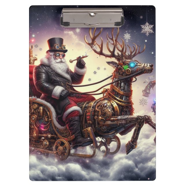 Santa/Reindeer steampunk Christmas/winter Clipboard (Front)