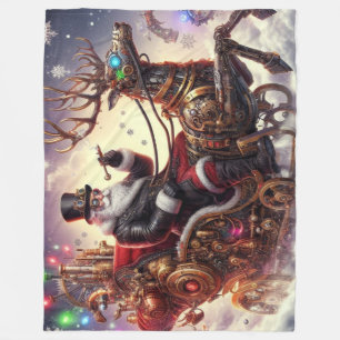 Santa/Reindeer steampunk Christmas/winter Fleece Blanket