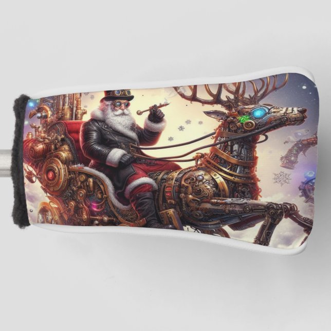 Santa/Reindeer steampunk Christmas/winter Golf Head Cover (Front)