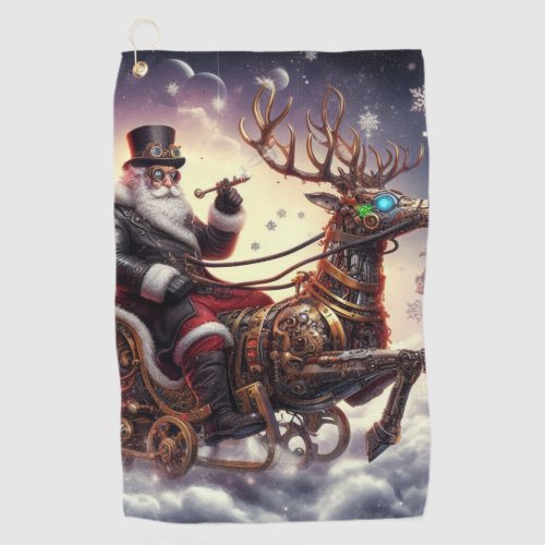 SantaReindeer steampunk Christmaswinter Golf Towel
