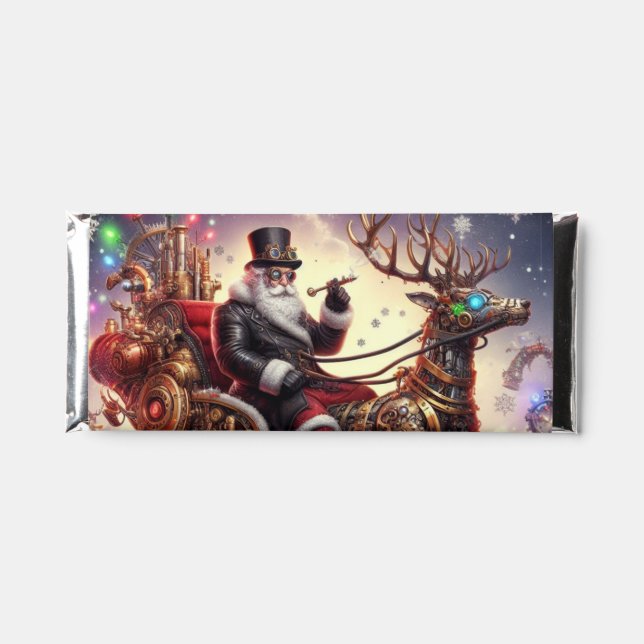 Santa/Reindeer steampunk Christmas/winter Hershey Bar Favors (Front)