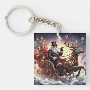Santa/Reindeer steampunk Christmas/winter Keychain