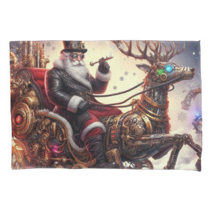 Santa/Reindeer steampunk Christmas/winter Pillow Case