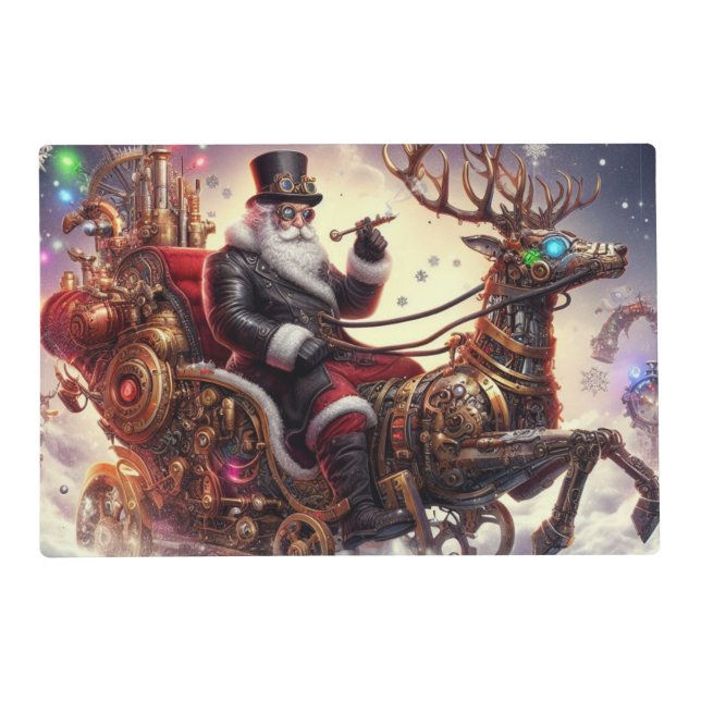 Santa/Reindeer steampunk Christmas/winter Placemat (Front)