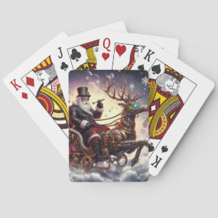 Santa/Reindeer steampunk Christmas/winter Poker Cards