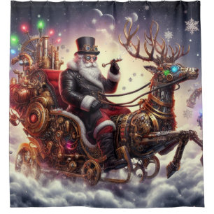 Santa/Reindeer steampunk Christmas/winter Shower Curtain