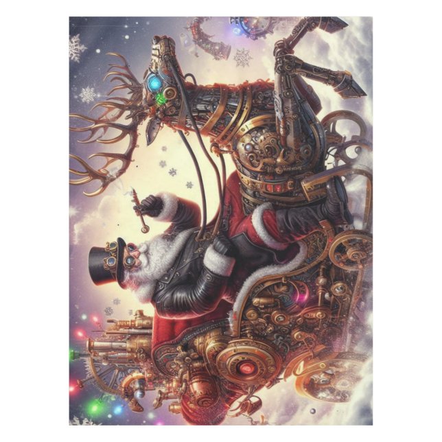 Santa/Reindeer steampunk Christmas/winter Tablecloth (Front)