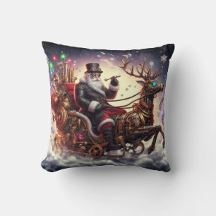 Santa/Reindeer steampunk Christmas/winter Throw Pillow