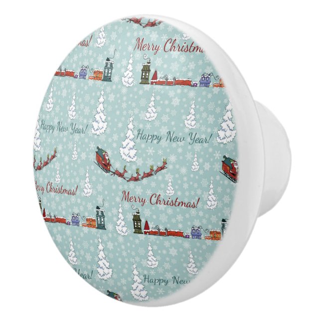 santa reindeer team ceramic knob (Right)