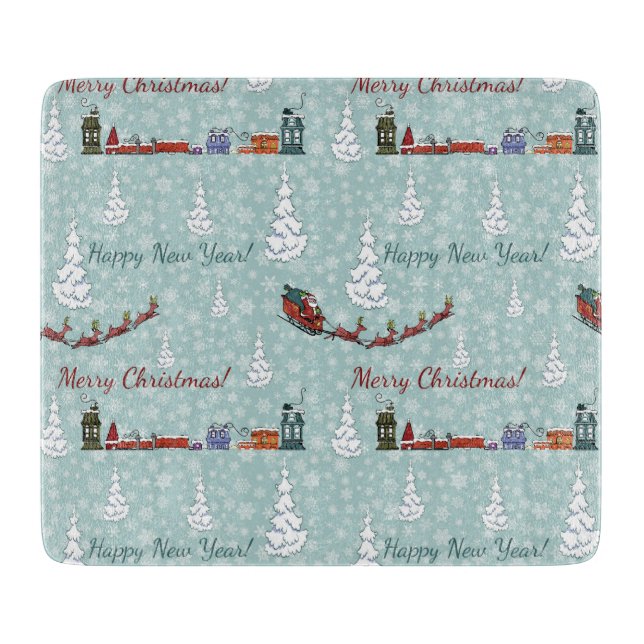 santa reindeer team cutting board (Front)
