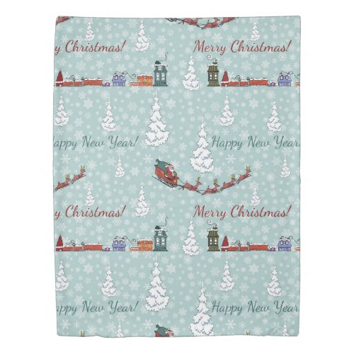 santa reindeer team duvet cover