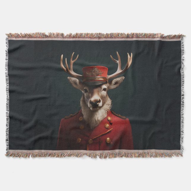 Santa Reindeer Throw Blanket (Front)