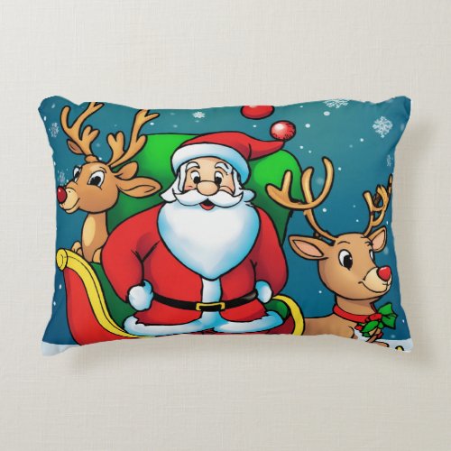 Santa  Reindeers Colorful Pillow Cover for kids