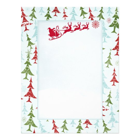 Santa reindeers xmas tree Letter Santa Letterhead | Zazzle.com