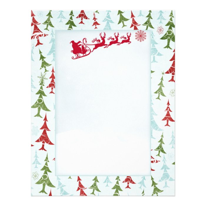 Santa reindeers xmas tree Letter Santa Letterhead