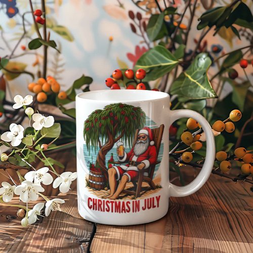 Santa relaxes in a chair coffee mug