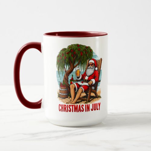Santa relaxes in a chair mug