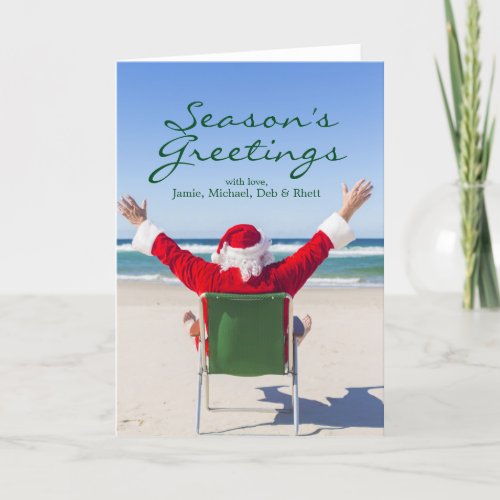 Santa relaxing on an Australian beach Holiday Card