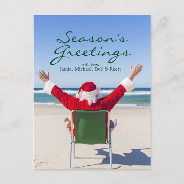 Santa relaxing on an Australian beach Holiday Postcard (Front)