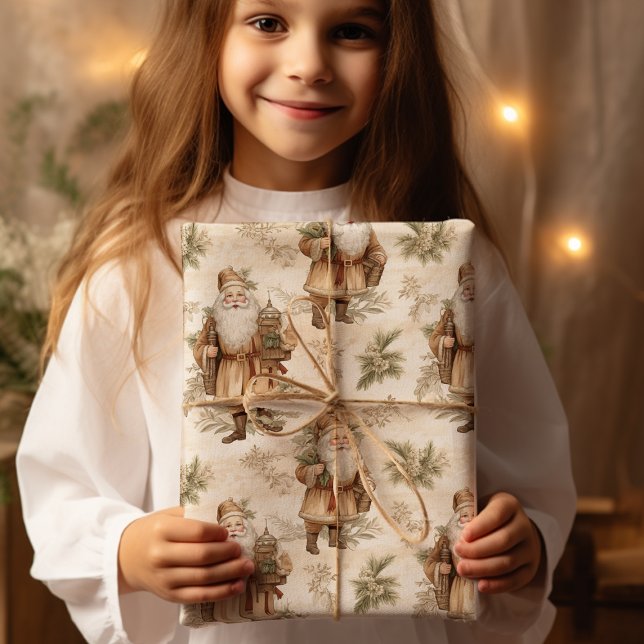Santa Retro Gold Wrapping Paper (Creator Uploaded)
