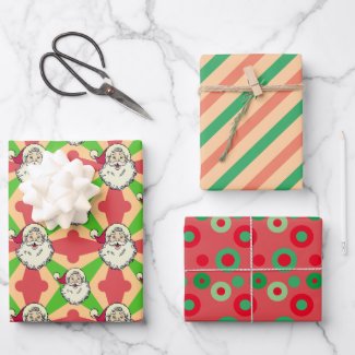 Santa Retro Lines Dots Christmas