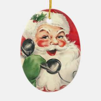 Santa Retro Vintage Ceramic Ornament