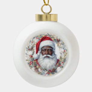 Santa Return Address Label  Ceramic Ball Christmas Ornament