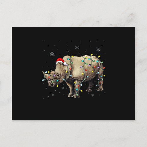 Santa Rhino Christmas Lights Rhino Lover Xmas Funn Postcard